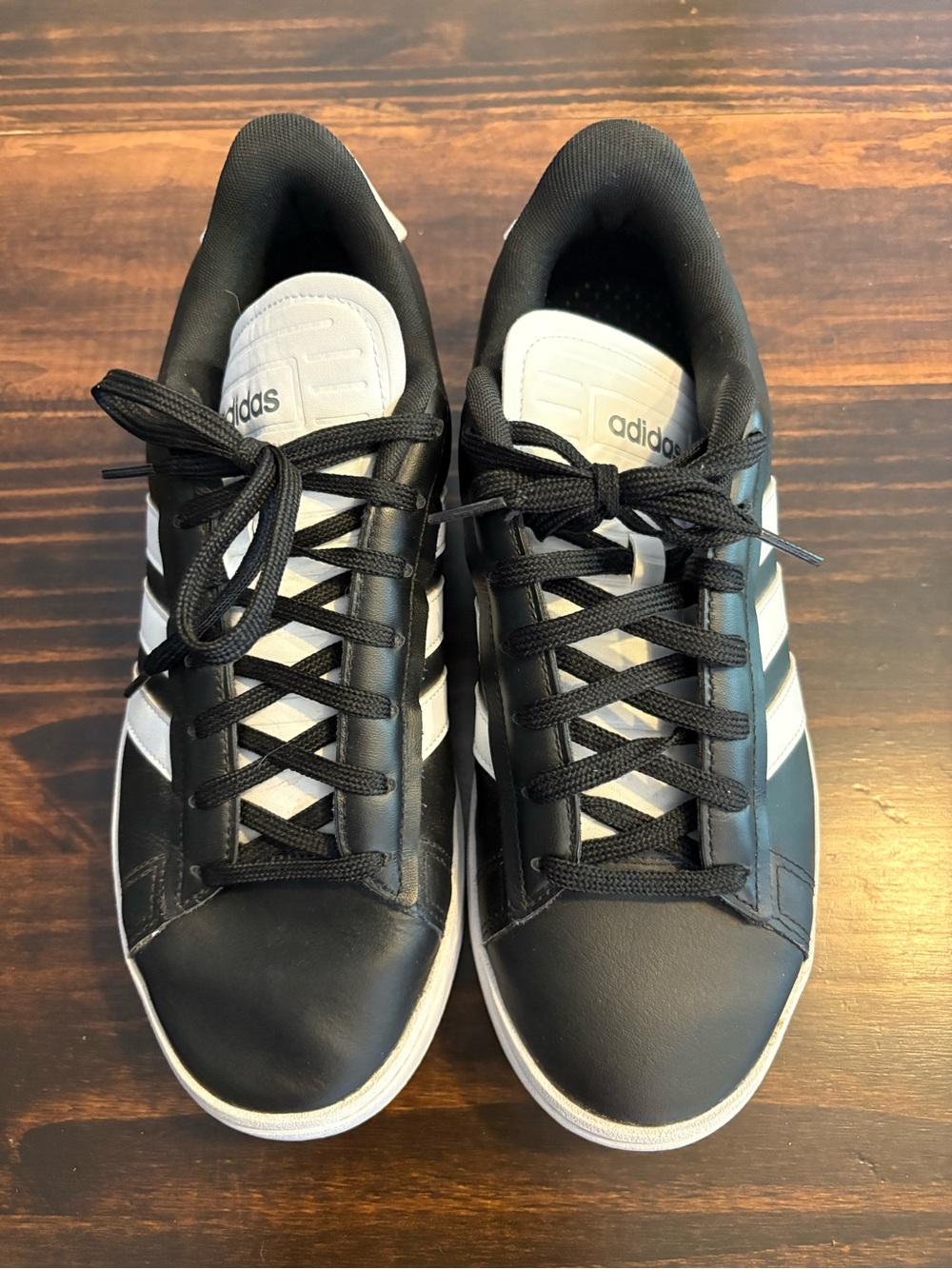 adidas Gradas Black White Leather Sneakers Men’s 9.5 - Picture 4 of 11